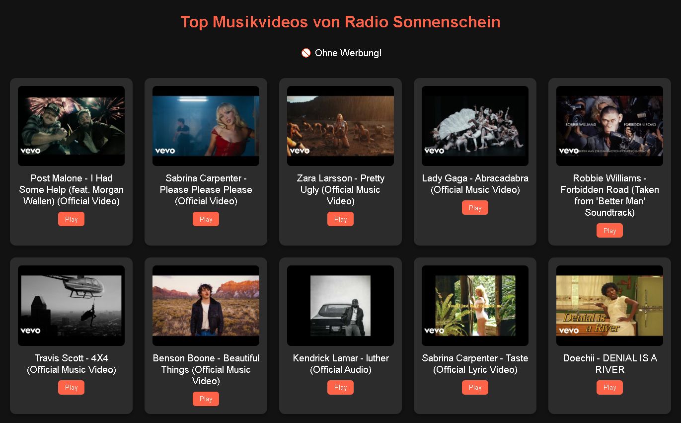 Top Musikvideos - Eine Auswahl von Radio Sonnenschein